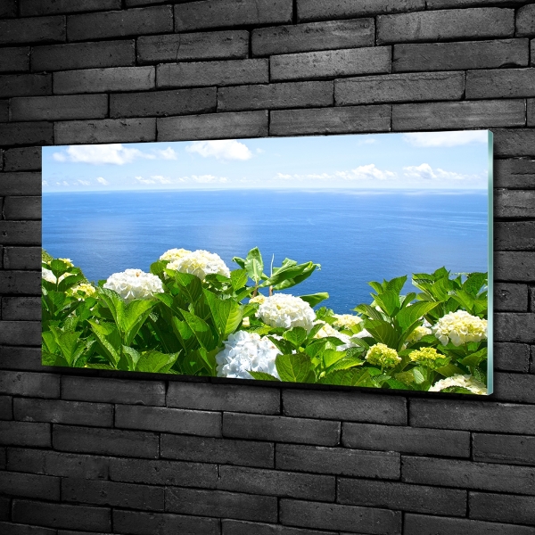 Quadro vetro Fiori in riva al mare