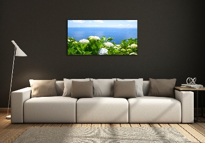 Quadro vetro Fiori in riva al mare