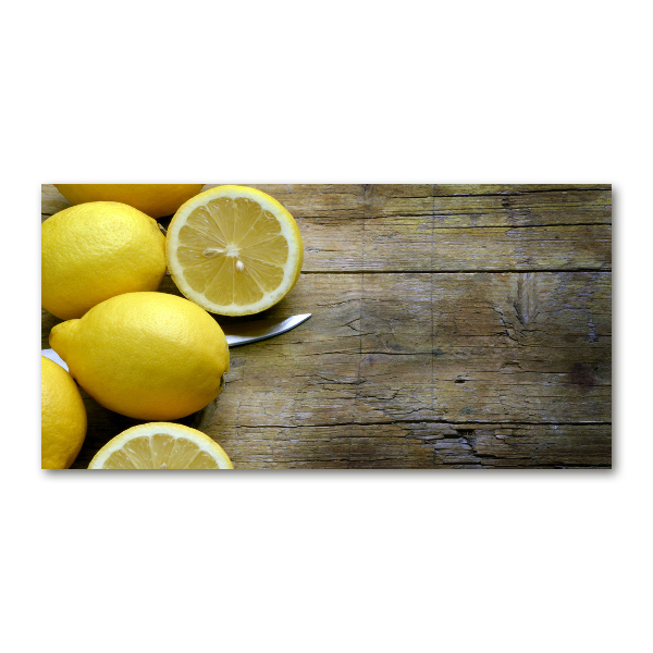 Quadro su vetro Limoni su legno