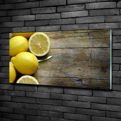 Quadro su vetro Limoni su legno