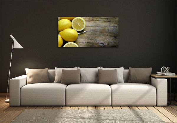 Quadro su vetro Limoni su legno