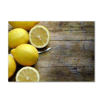Quadro su vetro Limoni su legno