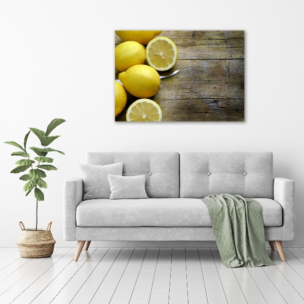 Quadro su vetro Limoni su legno