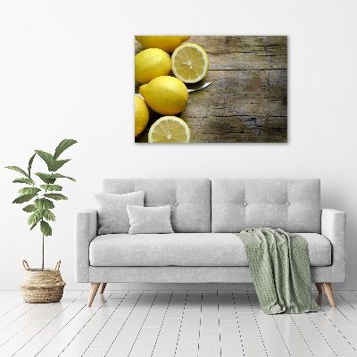 Quadro su vetro Limoni su legno