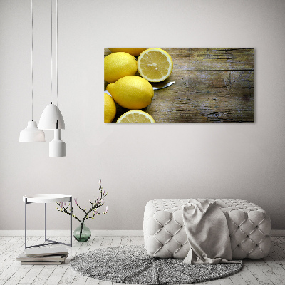 Quadro su vetro Limoni su legno