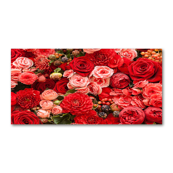 Quadro in verde Fiori rossi