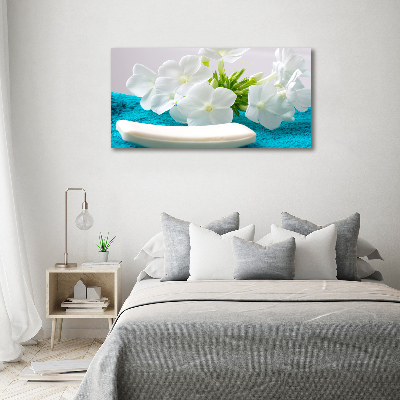 Quadro vetro Fiori bianchi da spa