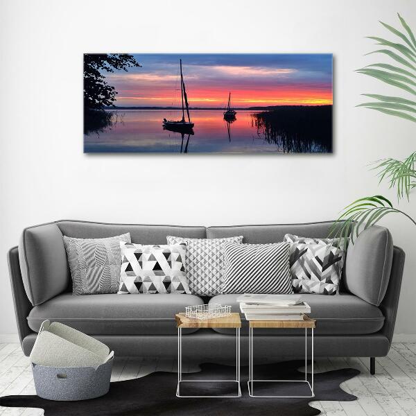 Quadro su vetro Barche a vela al tramonto