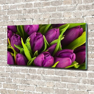 Quadro in verde Tulipani viola