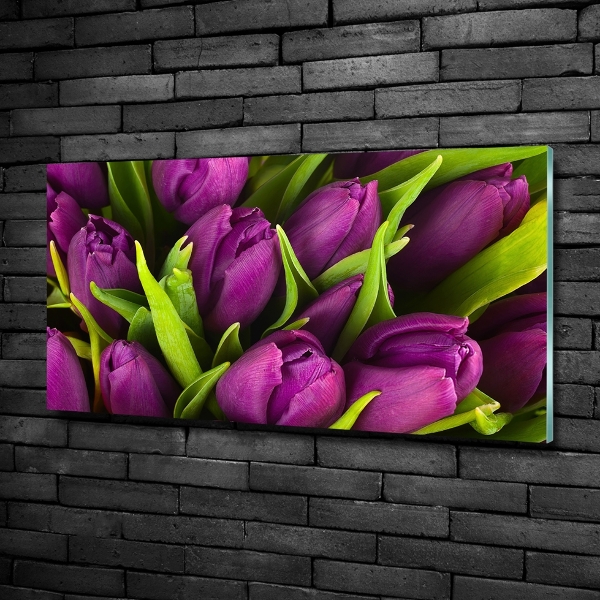 Quadro in verde Tulipani viola
