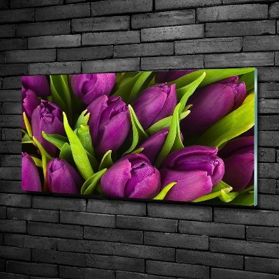 Quadro in verde Tulipani viola