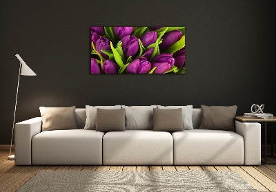 Quadro in verde Tulipani viola