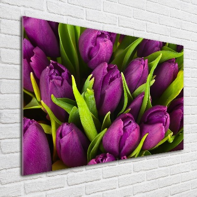 Quadro in verde Tulipani viola
