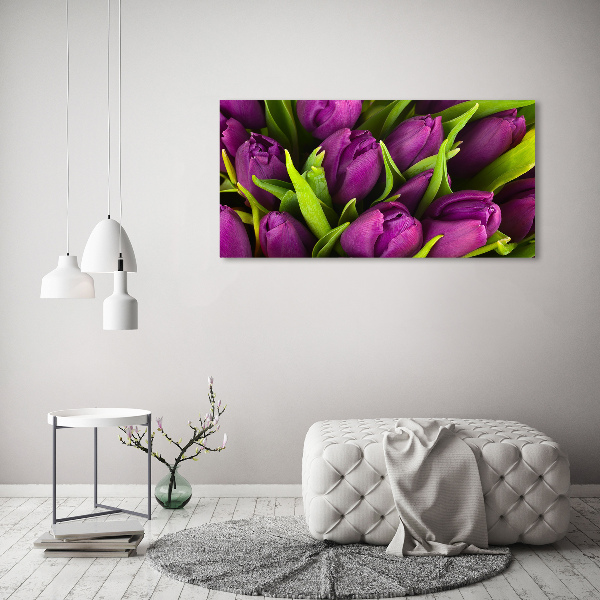 Quadro in verde Tulipani viola