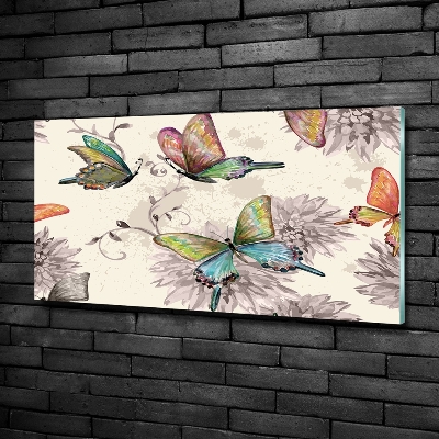 Quadro su vetro Farfalle e fiori
