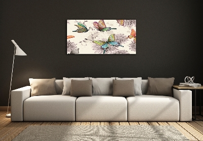Quadro su vetro Farfalle e fiori