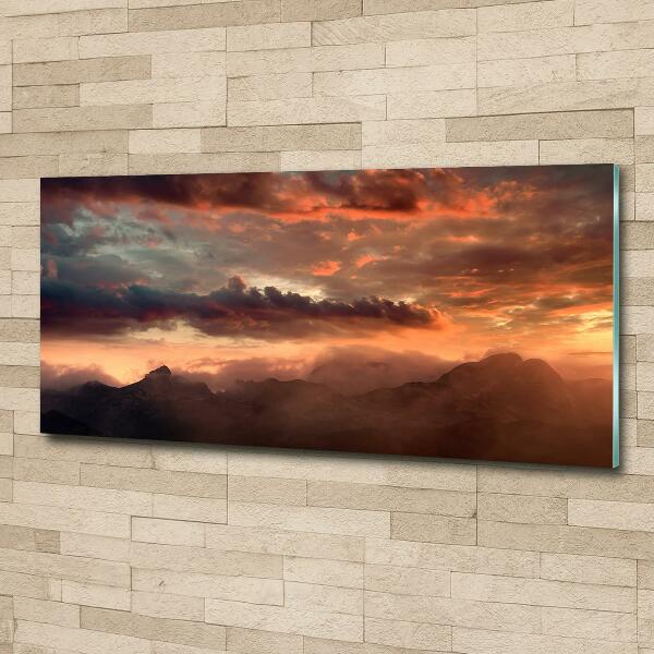 Quadro in verde Tramonto sulle montagne