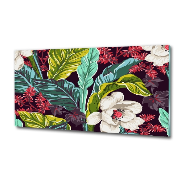 Quadro su vetro Fiori tropicali
