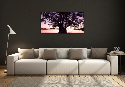 Quadro vetro Albero e lago