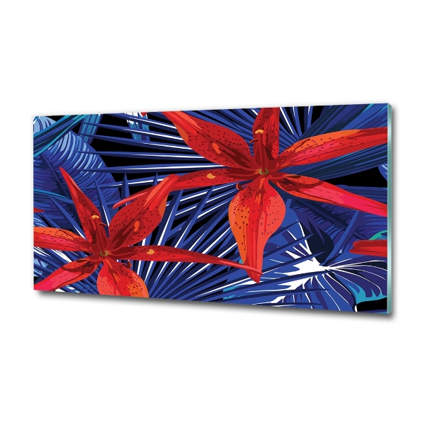 Quadro su vetro Fiori tropicali