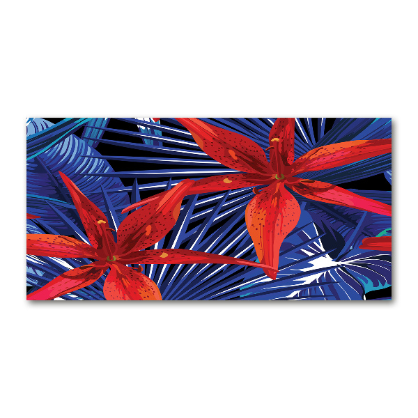 Quadro su vetro Fiori tropicali