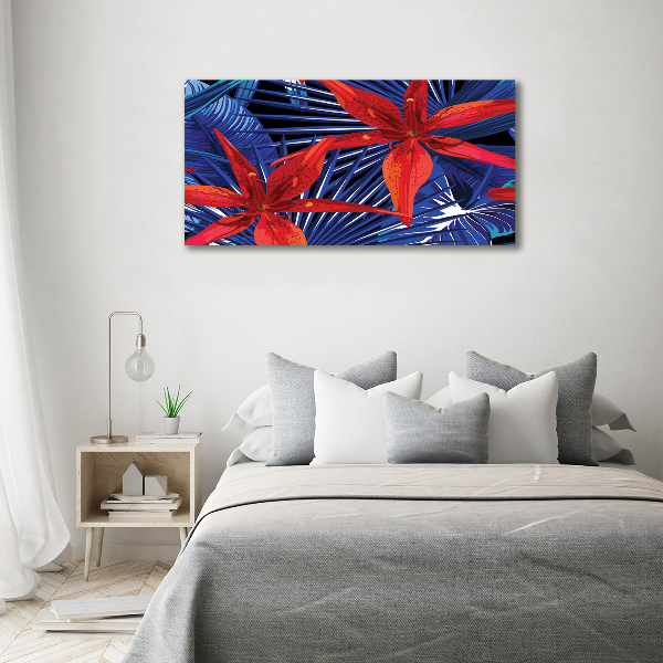 Quadro su vetro Fiori tropicali