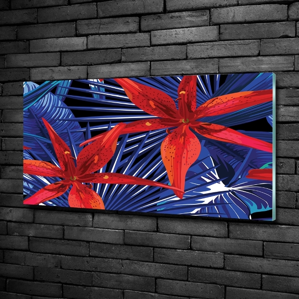 Quadro su vetro Fiori tropicali