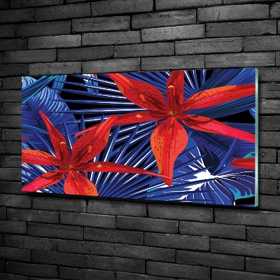 Quadro su vetro Fiori tropicali