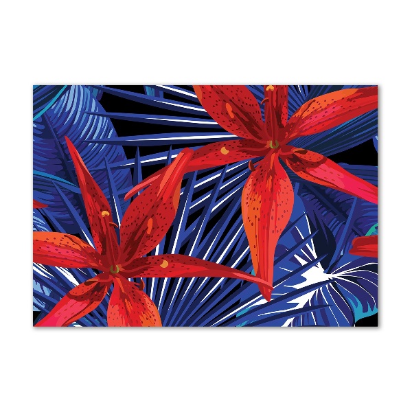Quadro su vetro Fiori tropicali