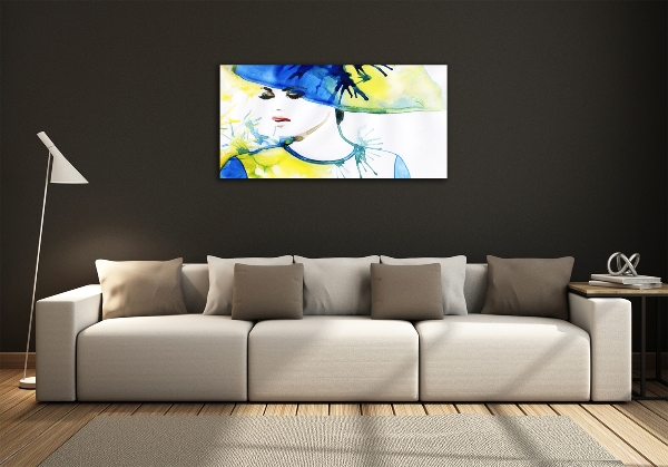 Quadro in verde Donna con il cappello