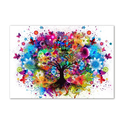 Quadro vetro Albero colorato
