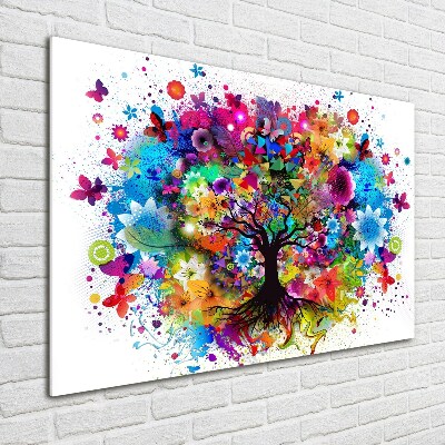 Quadro vetro Albero colorato