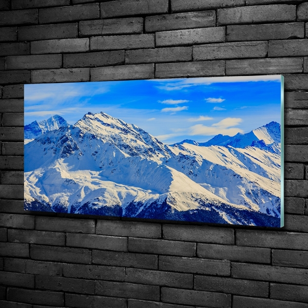 Quadro vetro Le Alpi in inverno