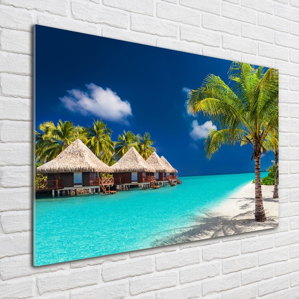 Quadro vetro Bungalow alle Maldive