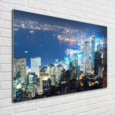 Quadro in vetro Hong Kong di notte