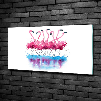 Quadro in verde Fenicotteri