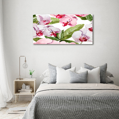Quadro in verde Orchidee rosa