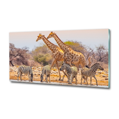 Quadro in verde Giraffe e zebre