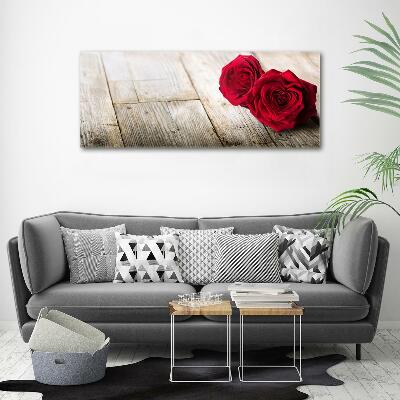 Quadro in vetro Rose su legno