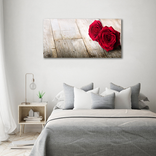 Quadro in vetro Rose su legno