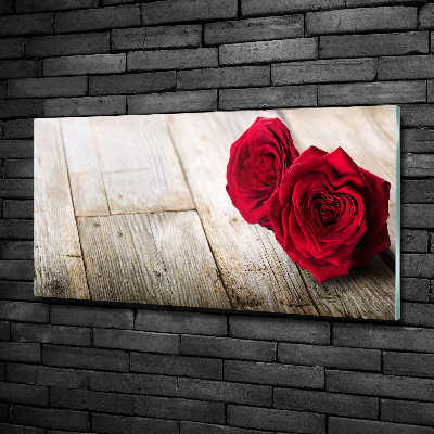 Quadro in vetro Rose su legno