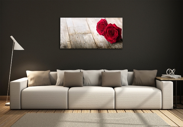 Quadro in vetro Rose su legno