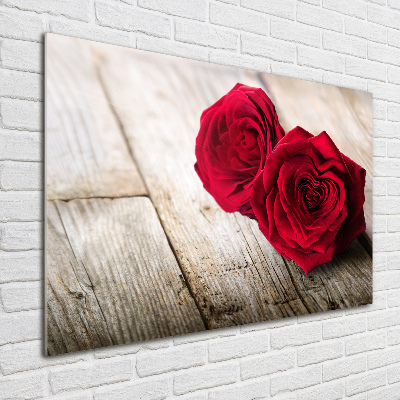 Quadro in vetro Rose su legno