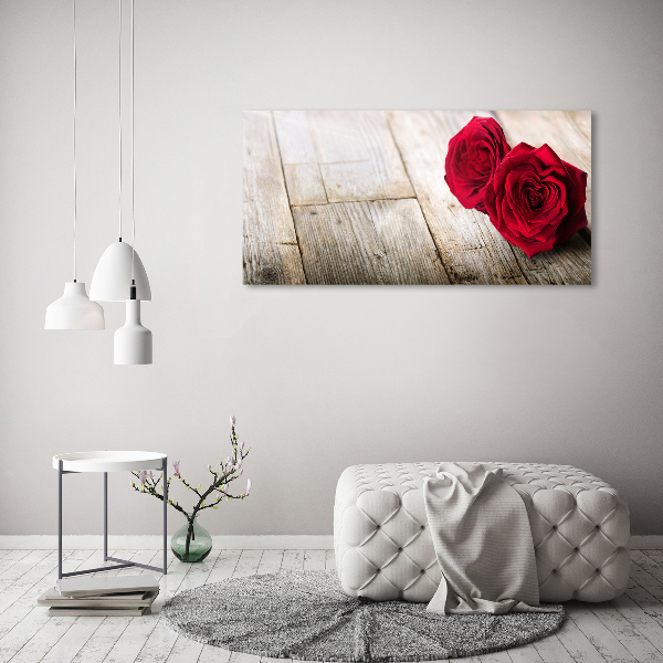 Quadro in vetro Rose su legno
