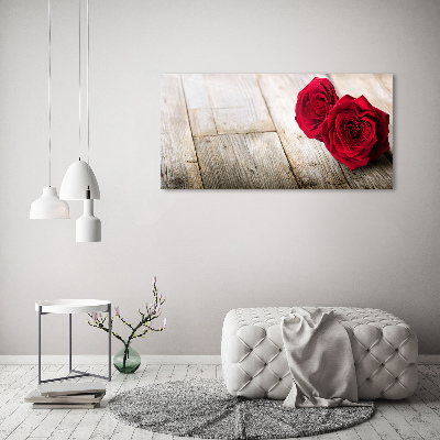 Quadro in vetro Rose su legno