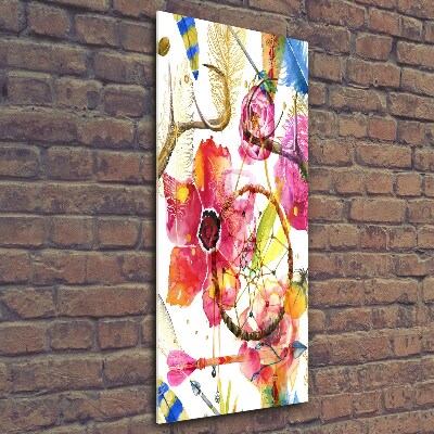 Quadro in vetro verticale Fiori in stile boho