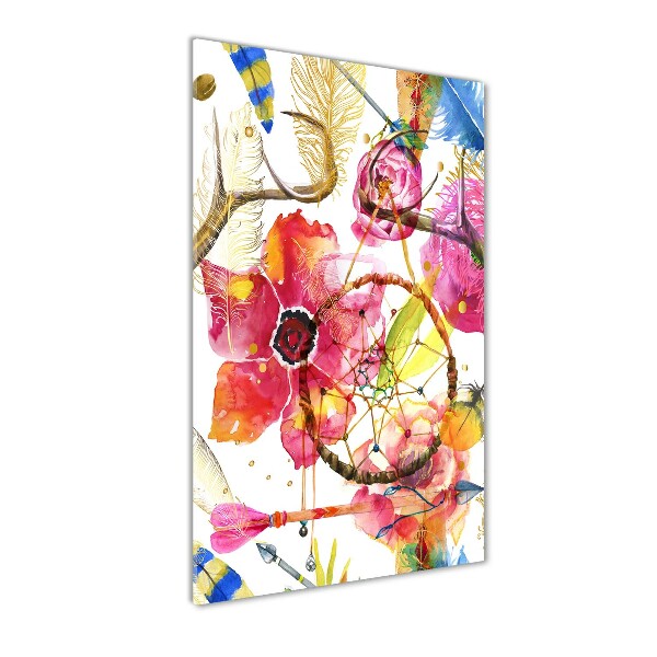 Quadro in vetro verticale Fiori in stile boho