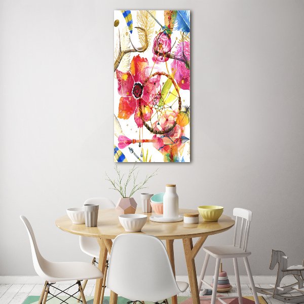 Quadro in vetro verticale Fiori in stile boho