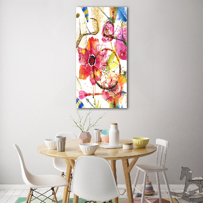 Quadro in vetro verticale Fiori in stile boho