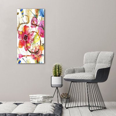 Quadro in vetro verticale Fiori in stile boho